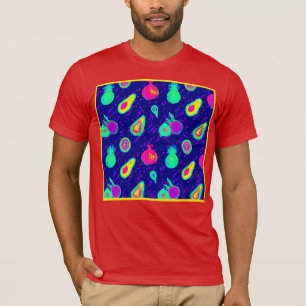 Levendig neon fruit patroon ontwerp t-shirt
