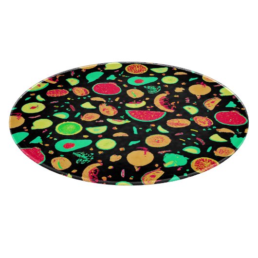 Levendig neon fruit patroon snijplank (Hoek)