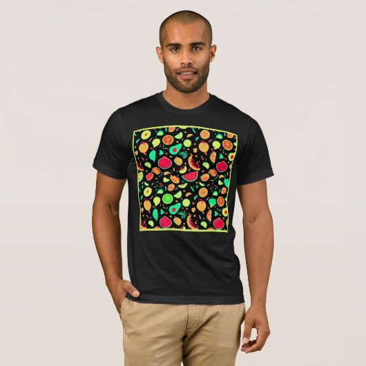 Levendig neon fruit patroon t-shirt (Voorkant volledig)