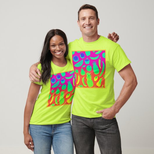 Levendig neon fruit patroon t-shirt (Unisex)