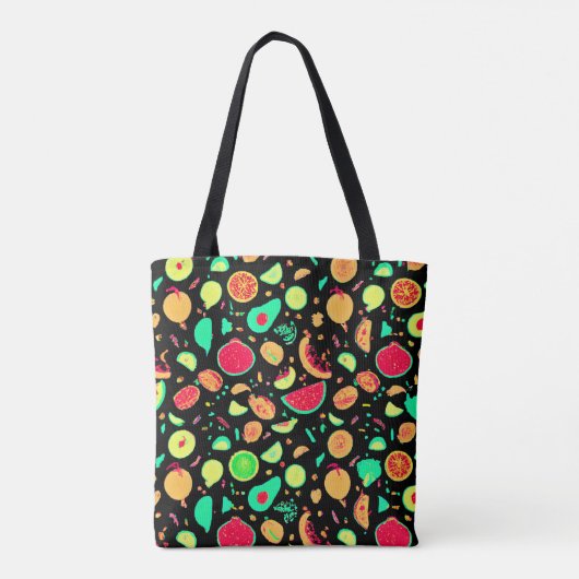 Levendig neon fruit patroon tote bag (Achterkant)