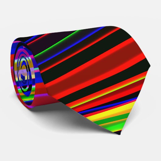 Levendig Neon Gestreept Abstract Patroon Stropdas (Opgerold)