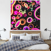 Levendig neon gloed patroon canvas afdruk (Insitu (Slaapkamer))