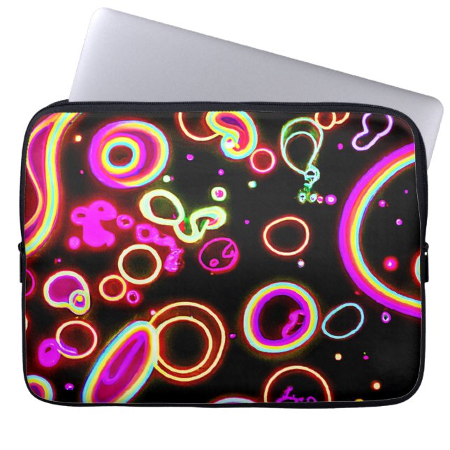 Levendig neon gloed patroon laptop sleeve (Voorkant)