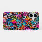 Levendig neon graffiti patroon iPhone 16 hoesje (Achterkant horizontaal)