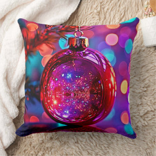 Levendig Neon Kerst Ornament Ontwerp Kussen