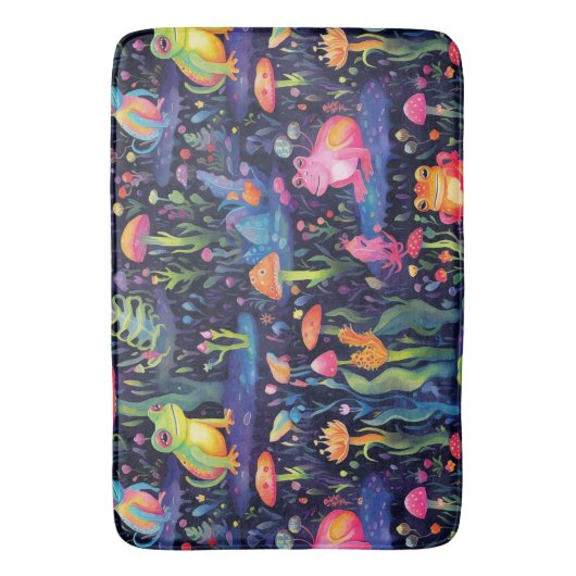 Levendig neon kikkers patroon badmat (Voorkant Verticaal)