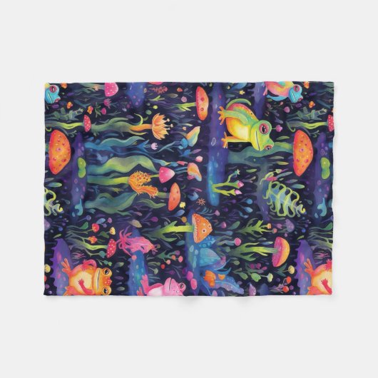 Levendig neon kikkers patroon fleece deken (Voorkant (Horizontaal))