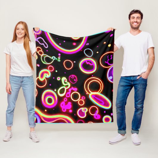 Levendig Neon Lichtpatroon Fleece Deken (In situ)