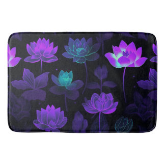 Levendig Neon Lotus Bloempatroon Badmat