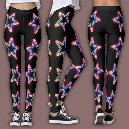 Levendig Neon Patroon | Elektrische Ster uit de Ja Leggings