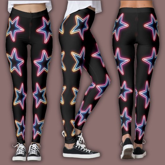 Levendig Neon Patroon | Elektrische Ster uit de Ja Leggings
