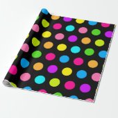 Levendig Neon Polka Dot Pattern Cadeaupapier (Uitgerold)