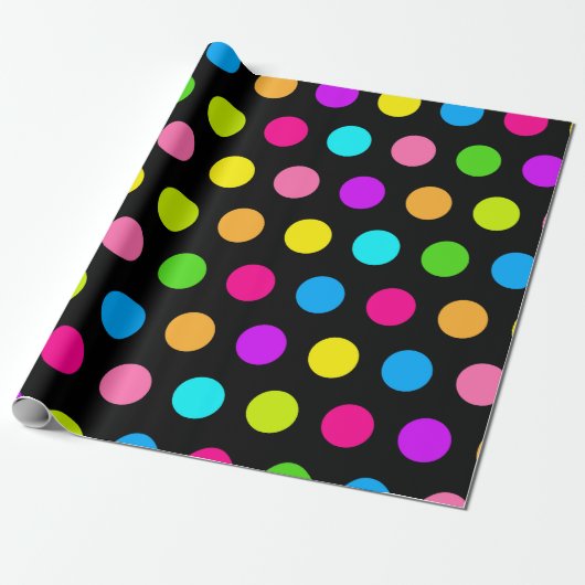 Levendig Neon Polka Dot Pattern Cadeaupapier (Uitgerold)
