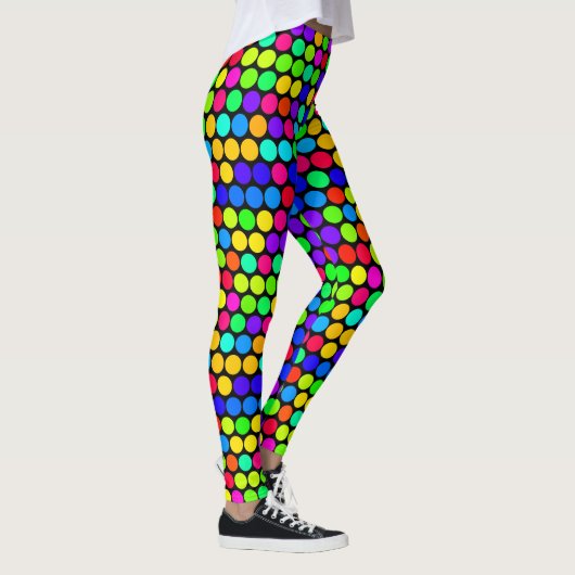 Levendig Neon Polka Dot Pattern Leggings (Rechts)