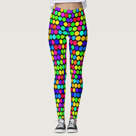 Levendig Neon Polka Dot Pattern Leggings (Voorkant)