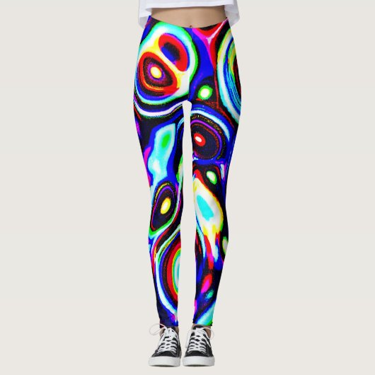 Levendig neon puls patroon leggings (Voorkant)