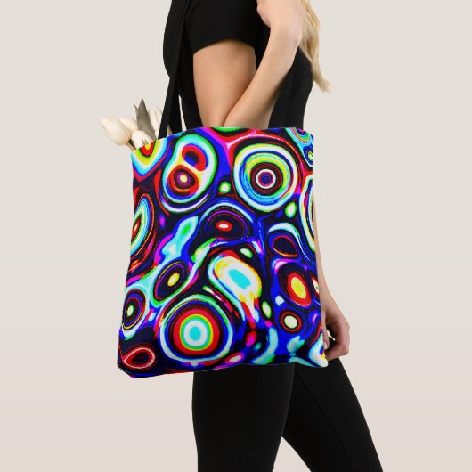 Levendig neon puls patroon tote bag (Dichtbij)