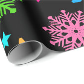 Levendig Neon Snowflake Patroon Cadeaupapier (Rol Hoek)