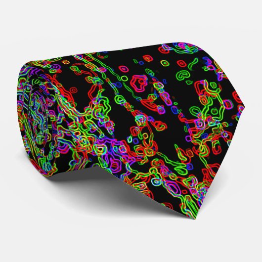 Levendig Neon veelkleurig Curvy Line patroon Stropdas (Opgerold)