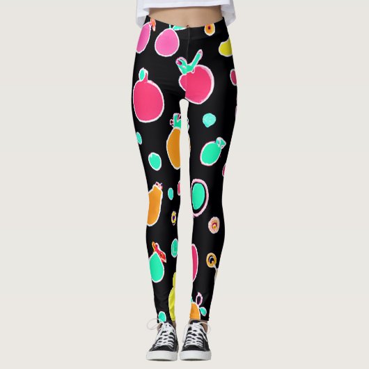 Levendig Neon vruchtbaar patroon Leggings (Voorkant)