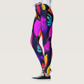 Levendig neonblad: boeiend bladpatroon leggings (Links)