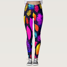 Levendig neonblad: boeiend bladpatroon leggings