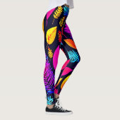 Levendig neonblad: boeiend bladpatroon leggings (Rechts)