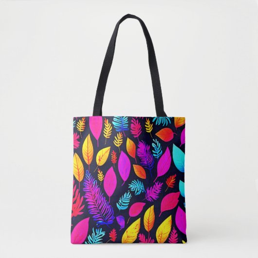Levendig neonblad: boeiend bladpatroon tote bag (Voorkant)
