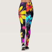 Levendig neonbloemenpatroon leggings (Achterkant)
