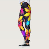 Levendig neonbloemenpatroon leggings (Links)