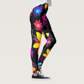 Levendig neonbloemenpatroon leggings (Rechts)
