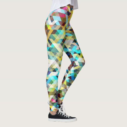 Levendig neonmozaïek: Abstracte achtergrond. Leggings (Rechts)