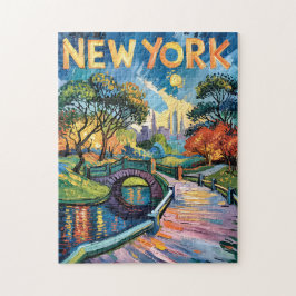 Levendig New York Central Park USA Van Gogh-stijl Legpuzzel