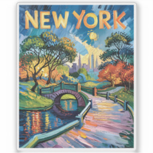 Levendig New York Central Park USA Van Gogh-stijl Sticker