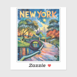 Levendig New York Central Park USA Van Gogh-stijl Sticker