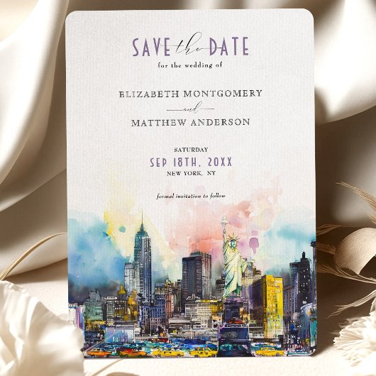 Levendig New York Save the Date Skyline Kaart