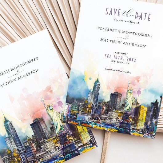 Levendig New York Save the Date Skyline Kaart