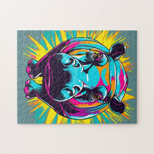 Levendig nijlpaard legpuzzel (Horizontaal)