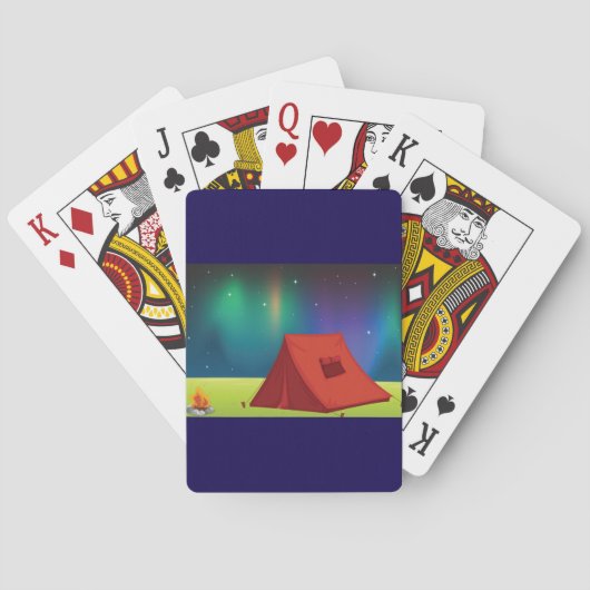 Levendig Noordelijk Licht Kampeer Tent Nacht Pokerkaarten (Achterkant)