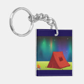 Levendig Noordelijk Licht Kampeer Tent Nacht Sleutelhanger (Voorkant Links)