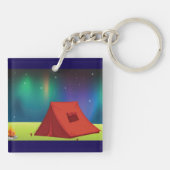 Levendig Noordelijk Licht Kampeer Tent Nacht Sleutelhanger (Achterkant)