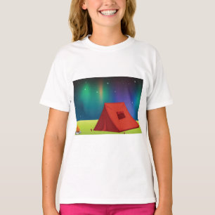 Levendig Noordelijk Licht Kampeer Tent Nacht T-shirt