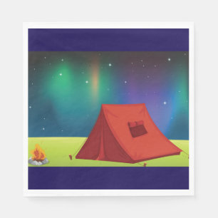 Levendig Noordelijk Licht Kampeertent Nacht Servet
