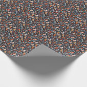 Levendig Noordse flora en vogelpatroon Cadeaupapier (Hoek)