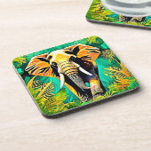 Levendig Oerwoud Elephant Scene Design Bier Onderzetter (Linkerzijde)