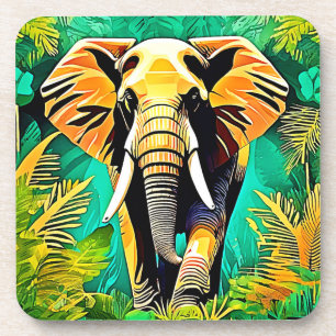 Levendig Oerwoud Elephant Scene Design Bier Onderzetter