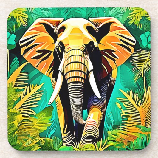 Levendig Oerwoud Elephant Scene Design Bier Onderzetter (Voorkant)