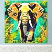 Levendig Oerwoud Elephant Scene Design Canvas Afdruk (Insitu (Houten vloer))