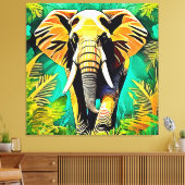 Levendig Oerwoud Elephant Scene Design Canvas Afdruk (Insitu (Woonkamer))